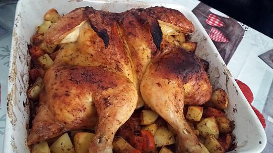 Recette Facile | Poulet au four, sauce au vin et ses deux curieux tubercules.